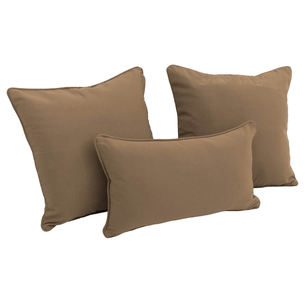 Double-corded Solid Twill Throw Pillows with Inserts (Set of 3) - Toffee